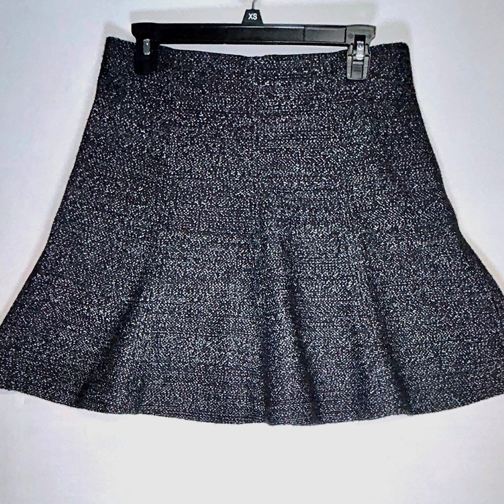 LOFT Petites Metallic Black Silver Flare Skirt MP 2012‎